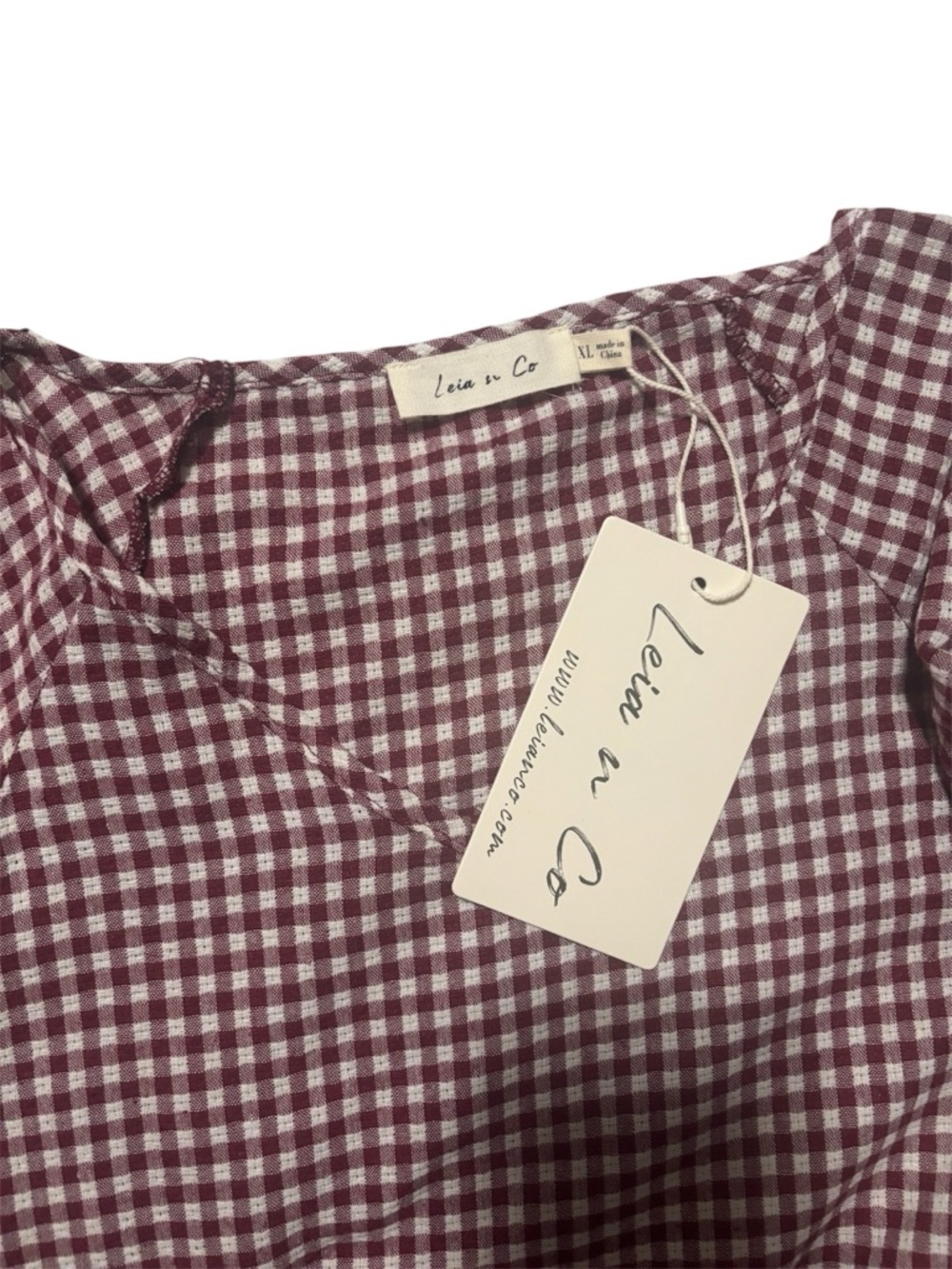 Leia n Co Gingham Dress in Burgundy and White Size XL